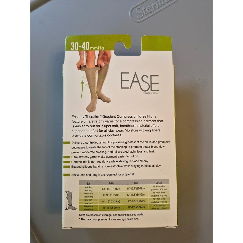 EASE by Therafirm Compression Knee High Stockings 30-40mmHg Sand Medium Short